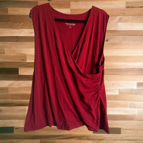Soft Surroundings Womens Top Sz 3X Burgundy Crossover Sleeveless Tank - Picture 3 of 7